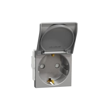 NU303730TA Unica MODULAR РОЗЕТКА с заземл., со шторк., винт. зажим, 16А, 250В, 2 мод, с крышкой, АЛЮМИНИЙ, шт Schneider Electric NU303730TA