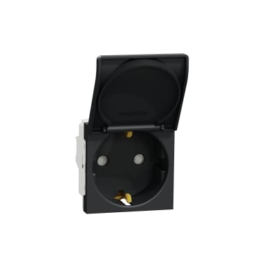 NU303754TA Unica MODULAR РОЗЕТКА с заземл., со шторк., винт. зажим, 16А, 250В, 2 мод, с крышкой, АНТРАЦИТ, шт Schneider Electric NU303754TA