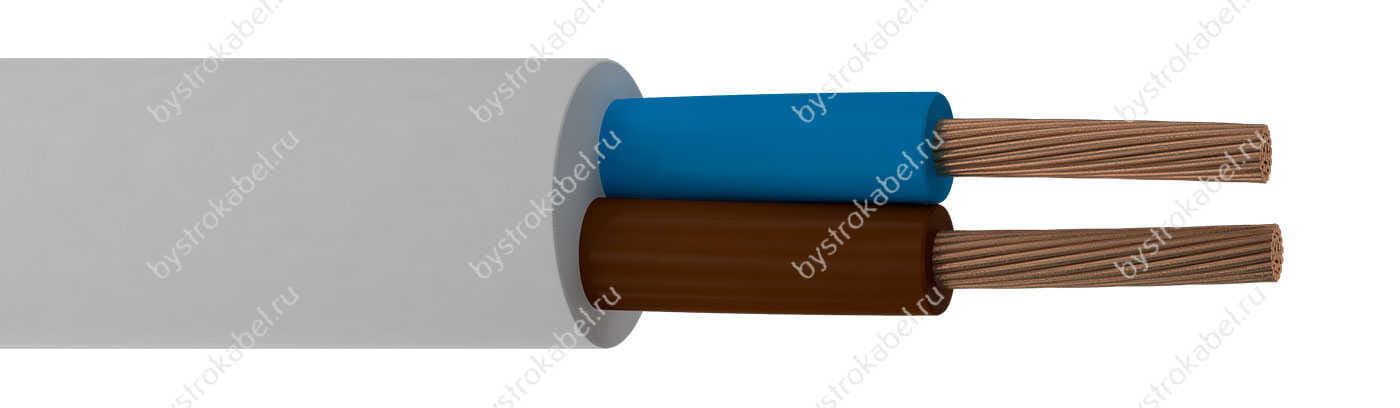 Провод ПВС 2х 1,0 (бел) цена за 1 метр Калужский кабельный завод