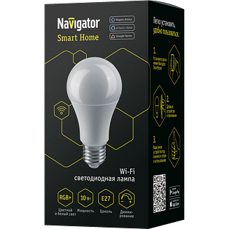 Умная лампа LED E27 10Вт NLL-A60-10-230-RGBWWW-E27-WIFI Navigator 14554