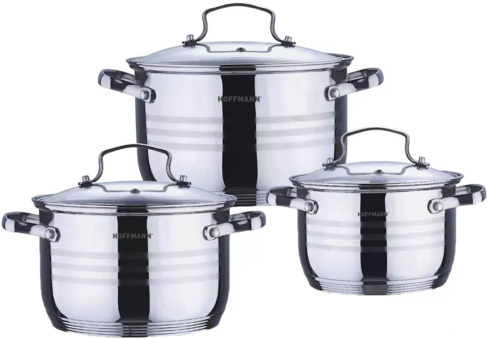 Набор кастрюль 6пр 3,1/5,1/6,5л HOFFMANN HM-5110