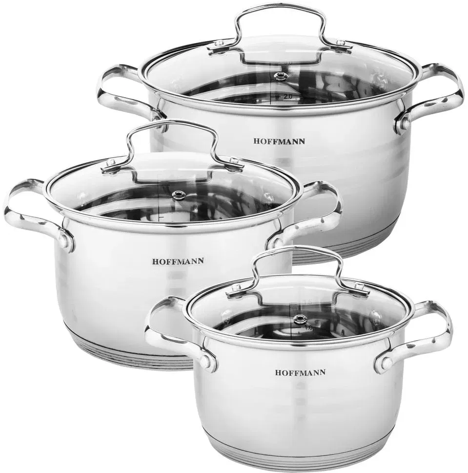 Набор кастрюль 6пр 7,5/9,5/11,5л HOFFMANN HM-5128