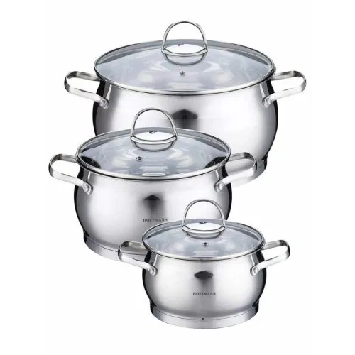 Набор кастрюль 6пр 2,9/5,2/8,2л HOFFMANN HM-5853
