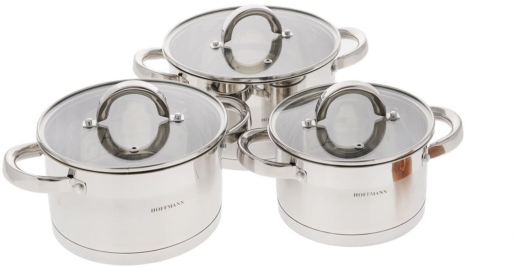 Набор кастрюль 6пр 1,9/2,7/3,6л HOFFMANN HM-5908