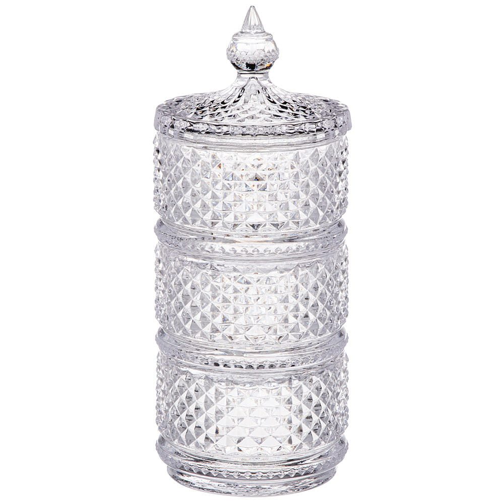 Вазочка с крышкой 3 секции на ножке 8x18см 337-056 Lefard