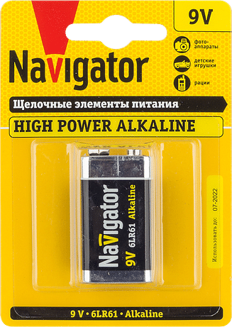 Элемент питания 9V крона NBT-NE-6LR61-BP1 ALKALINE Navigator 94756