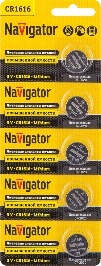Элемент питания CR NBT-CR1616-BP5 (цена за 5 шт.) Navigator 94779