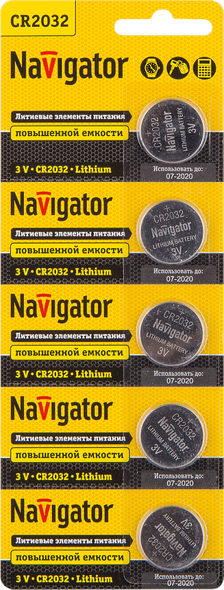 Элемент питания CR NBT-CR2032-BP5 (цена за 5 шт.) Navigator 94765