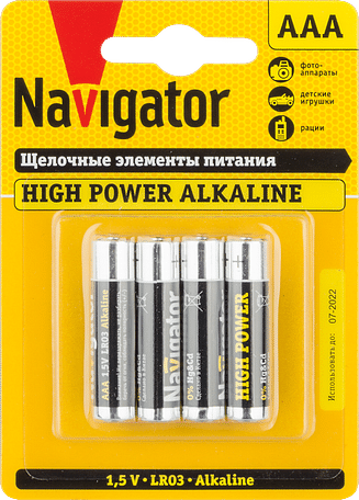 Элемент питания ААА NBT-NE-LR03-BP4 (цена за уп.4 шт.) ALKALINE Navigator 94751