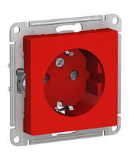 Розетка AtlasDesign с заземлением, со шторками, 16А, механизм Красный Schneider Electric ATN002045