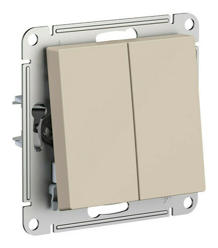 Выключатель AtlasDesign 2-клавишный, 10А, механизм Песочный Schneider Electric ATN001251