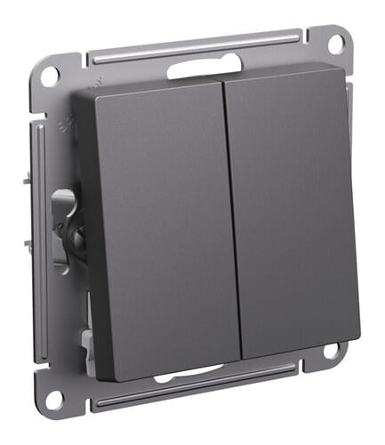 Выключатель AtlasDesign 2-клавишный, 10А, механизм Базальт Schneider Electric ATN001451
