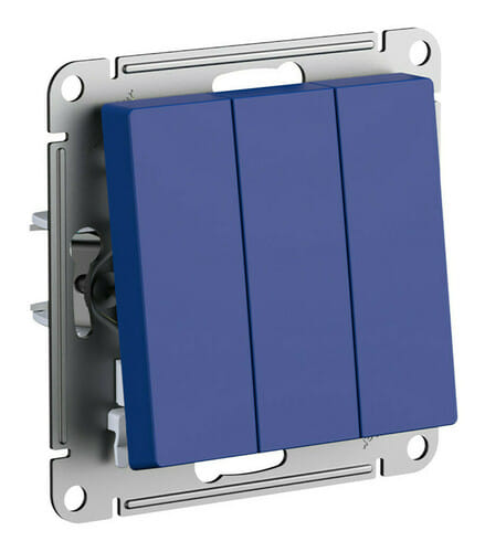 Выключатель AtlasDesign 3-клавишный, 10А, механизм Аквамарин Schneider Electric ATN001131