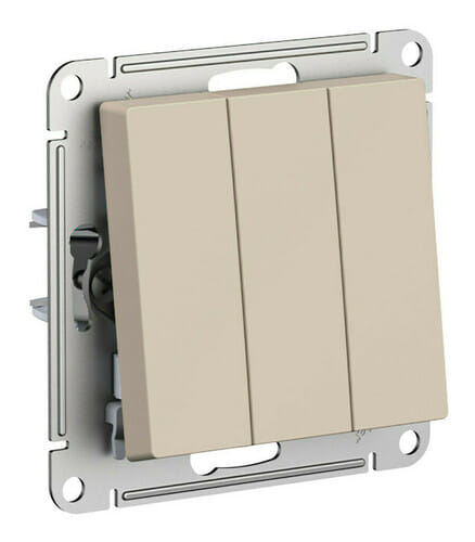 Выключатель AtlasDesign 3-клавишный, 10А, механизм Песочный Schneider Electric ATN001231