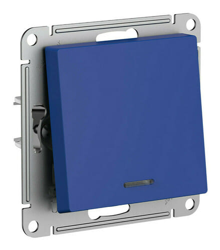 Выключатель AtlasDesign с подсветкой 1-клавишный, 10А, механизм Аквамарин Schneider Electric ATN001113