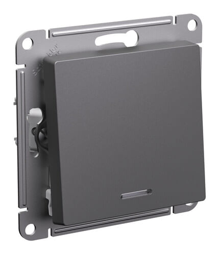 Выключатель AtlasDesign с подсветкой 1-клавишный, 10А, механизм Базальт Schneider Electric ATN001413