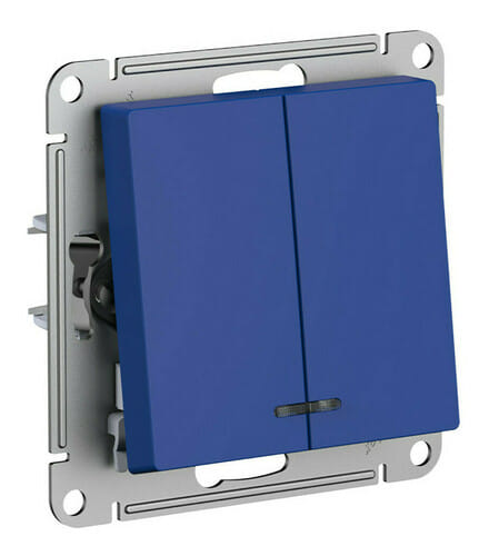 Выключатель AtlasDesign с подсветкой 2-клавишный, 10А, механизм Авыамарин Schneider Electric ATN001153