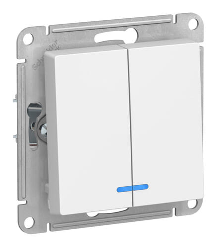 Выключатель AtlasDesign с подсветкой 2-клавишный, 10А, механизм Лотос Schneider Electric ATN001353