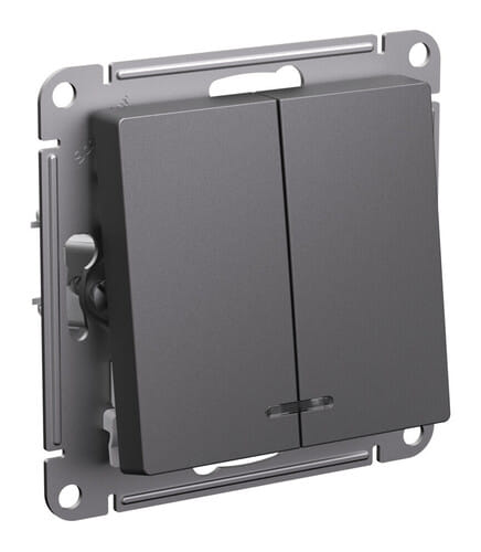 Выключатель AtlasDesign с подсветкой 2-клавишный, 10А, механизм Базальт Schneider Electric ATN001453