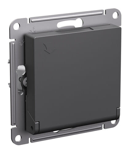 Розетка AtlasDesign с заземлением, со шторками, с крышкой, 16А, механизм Базальт Schneider Electric ATN001446