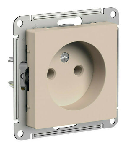 Розетка AtlasDesign без заземления, без шторок, 16А, механизм Песочный Schneider Electric ATN001241