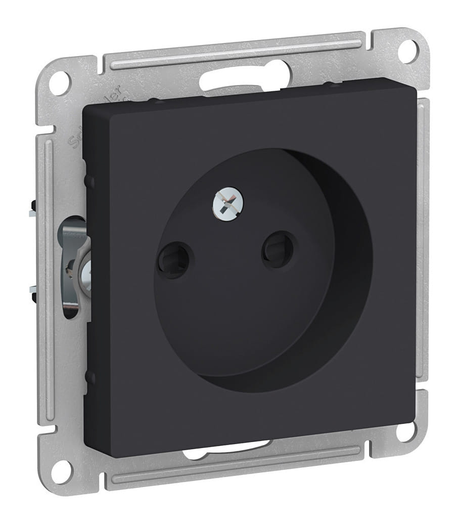 Розетка AtlasDesign без заземления, со шторками, 16А, механизм Карбон Schneider Electric ATN001049