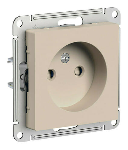Розетка AtlasDesign без заземления, со шторками, 16А, механизм Песочный Schneider Electric ATN001249