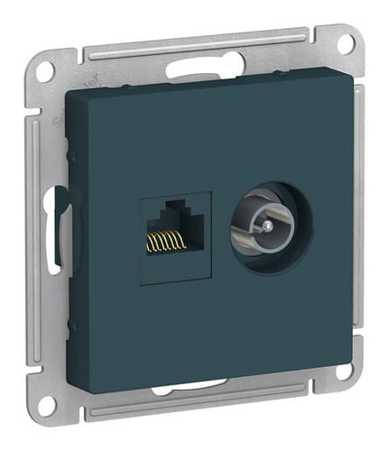 Розетка AtlasDesign двойная TV+RJ45 механизм Изумруд Schneider Electric ATN000889