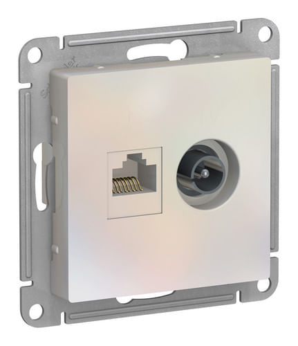Розетка AtlasDesign двойная TV+RJ45 механизм Жемчуг Schneider Electric ATN000489