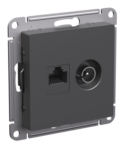 Розетка AtlasDesign двойная TV+RJ45 механизм Базальт Schneider Electric ATN001489