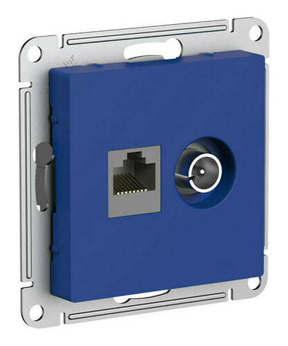 Розетка AtlasDesign двойная TV+RJ45 механизм Аквамарин Schneider Electric ATN001189
