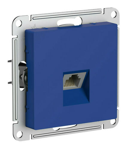 Розетка AtlasDesign компьютерная RJ45, кат. 6A, экран. (металлический разьем) механизм Аквамарин Schneider Electric ATN001186