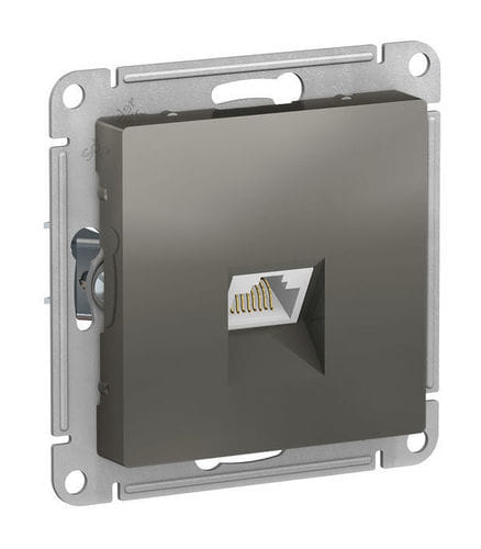 Розетка AtlasDesign компьютерная RJ45, кат. 6A, экран. (металлический разьем) механизм Сталь Schneider Electric ATN000986