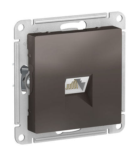 Розетка AtlasDesign компьютерная RJ45, кат. 6A, экран. (металлический разьем) механизм Мокко Schneider Electric ATN000686