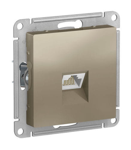 Розетка AtlasDesign компьютерная RJ45, кат. 6A, экран. (металлический разьем) механизм Шампань Schneider Electric ATN000586