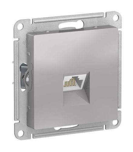 Розетка AtlasDesign компьютерная RJ45, кат. 6A, экран. (металлический разьем) механизм Алюминий Schneider Electric ATN000386