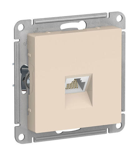 Розетка AtlasDesign компьютерная RJ45, кат. 6A, экран. (металлический разьем) механизм Бежевый Schneider Electric ATN000286