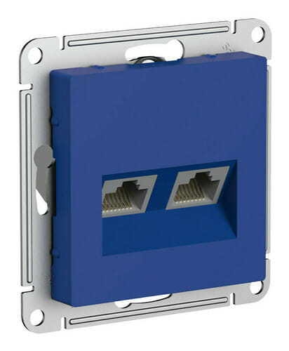Розетка AtlasDesign двойная RJ45+RJ45, механизм Аквамарин Schneider Electric ATN001185