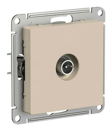 Розетка AtlasDesign TV проходная 4dB, механизм Песочный Schneider Electric ATN001292