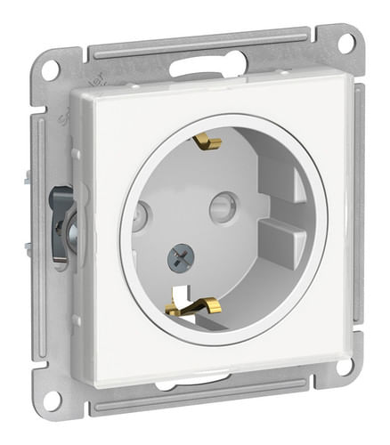 Розетка AtlasDesign с заземлением, со шторками, 16А, механизм Белый Schneider Electric ATN200145