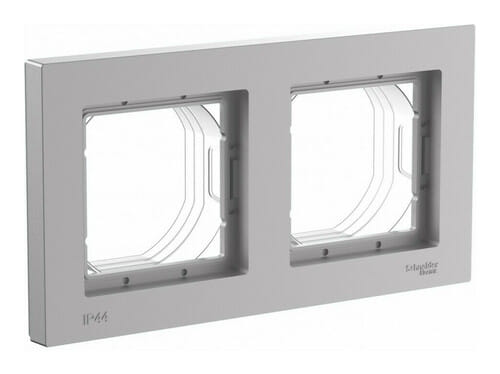 Рамка AtlasDesign Aqua IP44 2-постовая Алюминий Schneider Electric ATN440302