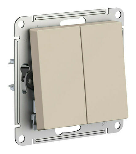 Переключатель AtlasDesign 2-клавишный, 10А, механизм Песочный Schneider Electric ATN001265