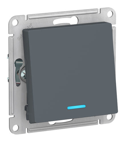 Переключатель AtlasDesign с подсветкой 1-клавишный, 10А, механизм Грифель Schneider Electric ATN000763