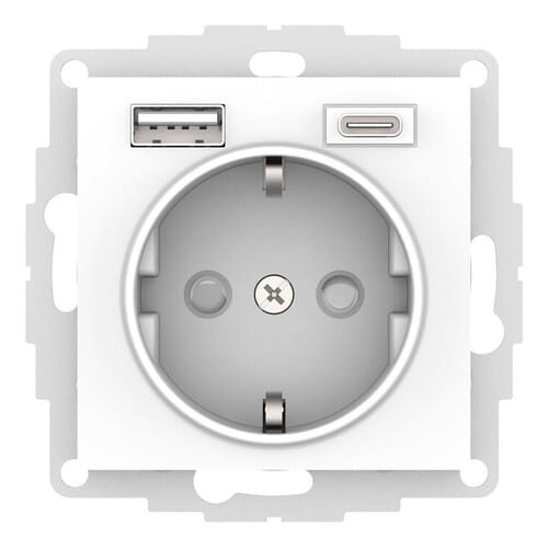 Розетка AtlasDesign с зарядкой USB A+C, механизм Лотос Schneider Electric ATN001332