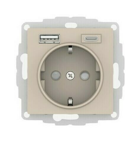 Розетка AtlasDesign с зарядкой USB A+C, механизм Песочный Schneider Electric ATN001232