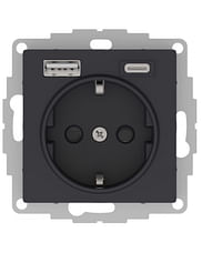 Розетка AtlasDesign с зарядкой USB A+C, механизм Карбон Schneider Electric ATN001032