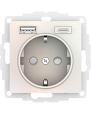 Розетка AtlasDesign с зарядкой USB A+C, механизм Жемчуг Schneider Electric ATN000432