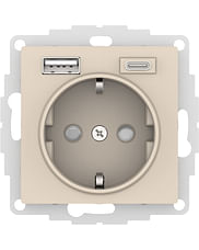 Розетка AtlasDesign с зарядкой USB A+C, механизм Бежевый Schneider Electric ATN000232
