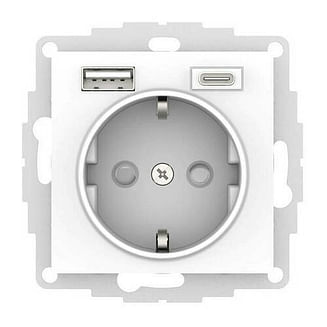 Розетка AtlasDesign с зарядкой USB A+C, механизм Белый Schneider Electric ATN000132