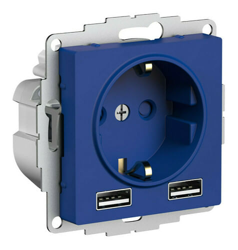 Розетка AtlasDesign с зарядкой USB A+A, механизм Карбон Schneider Electric ATN001130